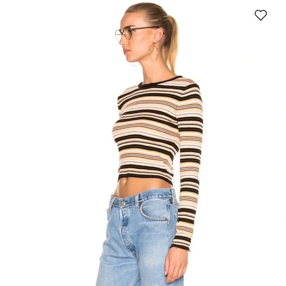 A.L.C. ALC Rene Striped Merino Wool Crop Sweater Y2K Style - Picture 2 of 10